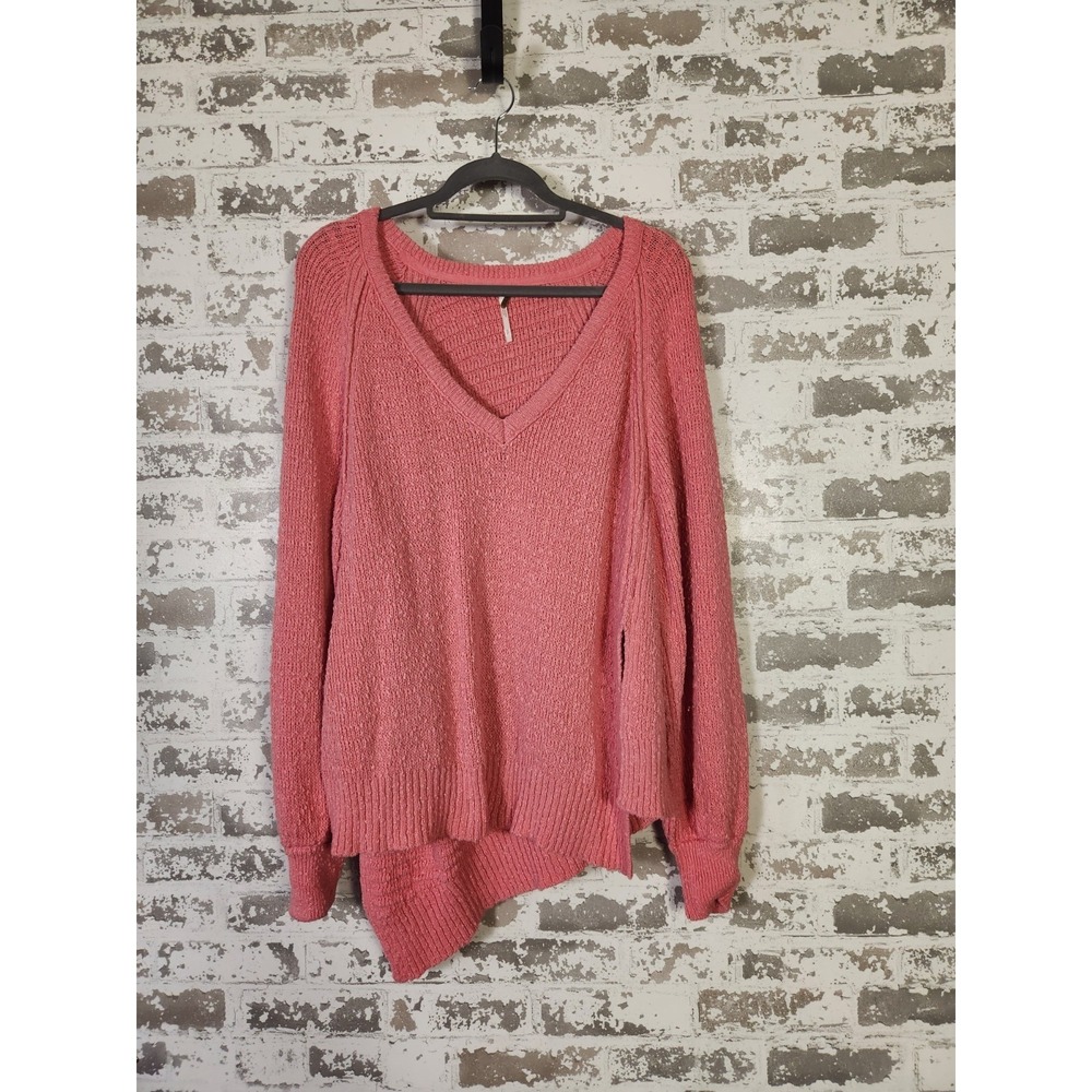 Free People West Coast Sweater Asymetrical Oversized Pink Small Boho Slouchy